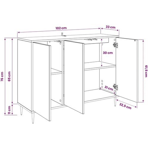 vidaXL Kreveta RAALTE Crni hrast 102 x 33 x 76 cm Konstruirano drvo - Plavi mramorni uzorak Cijene