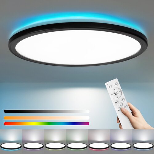 Nettlife LED stropna svetilka za spalnico in kuhinjo, ravna svetilka RGB 23W, okrogla kopalniška svetilka, 30CM, daljinski upravljalnik, (22111312) Cene