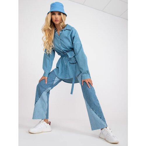 RUE PARIS Shirt-RO-KS-GMK-2303.44-blue Cene