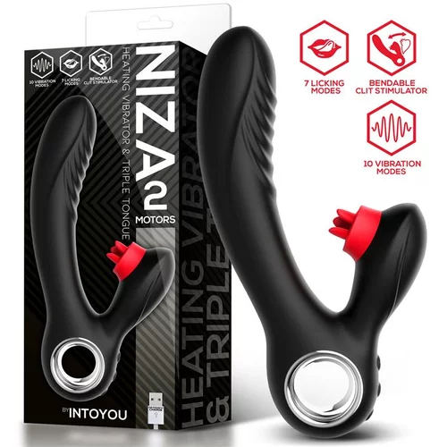 INTOYOU Niza Vibe with Heating and Clitoris Triple Tongue Black