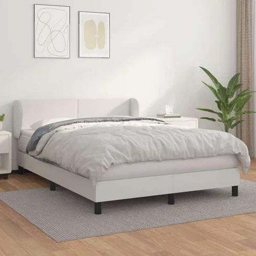  Box spring postelja z vzmetnico bel 140x190 cm umetno usnje, (20901279)