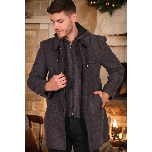 Dewberry PLT8335 MEN'S COAT-DIAGONAL ANTHRACITE-BLACK