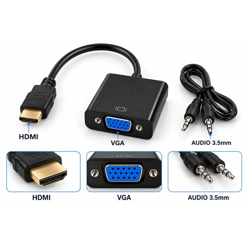 Mks HDMI na VGA adapter sa 3/5 mm audio kablom Cene