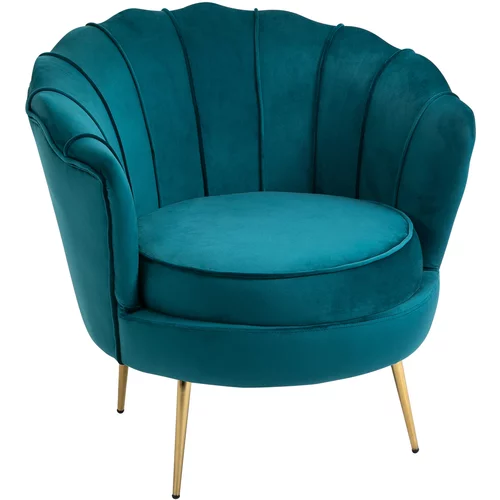 HOMCOM žametni fotelj z vintage dizajnom, retro fotelj za spalnico, dnevno sobo ali pisarno, petrolejsko zelen, 79x77x77cm, (20745048)