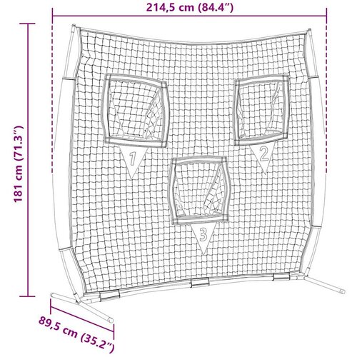  Mreža za vježbanje baseballa Crna 214,5 x 89,5 x 181 cm Slike