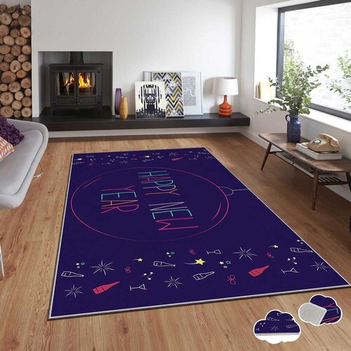 Conceptum Hypnose tepih s novogodišnjim motivima Asr-Crpt-78, Pravougaoni, 120 x 180 cm, Plavi Cene