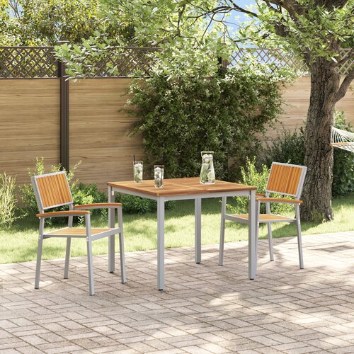 VidaXL Vrtni blagovaonski set Set od 3 Siva, ton drva Metal, Drvo Slike
