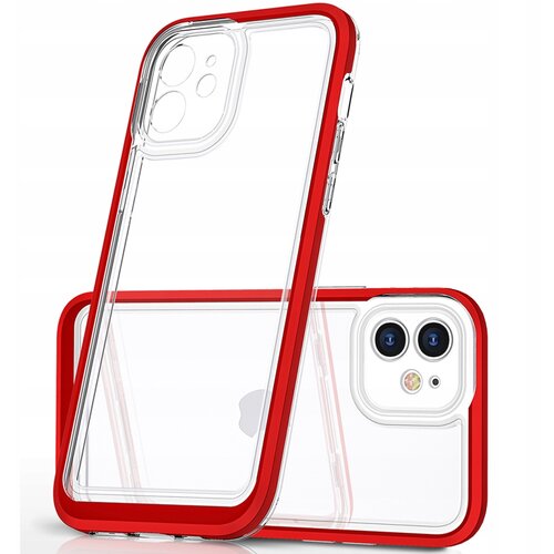 HURTEL CLEAR CASE OVITEK OHIŠJE ETUI Z OKVIRJEM ZA IPHONE 12 RDEČ, (21910619) Cene
