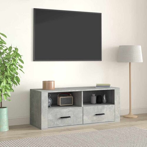 TV ormarić boja betona 100 x 35 x 40 cm od konstruiranog drva Slike