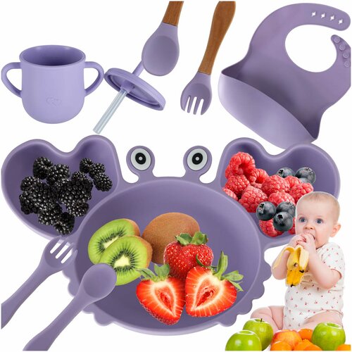  Otro&amp;scaron;ka silikonska posoda rak komplet 9 kosov vijolična - Baby shower Slike