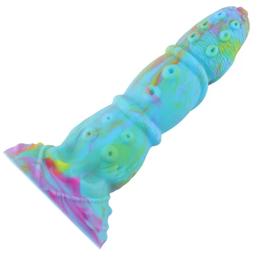 HiSmith HSD36 Realistic Silicone Tentacle Dildo Strong Suction Cup 8.59" Blue-Green