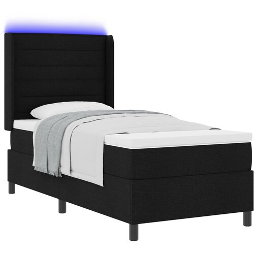 vidaXL Box Spring postelja z vzmetnico in LED črna 80x200 cm tkanina Cene