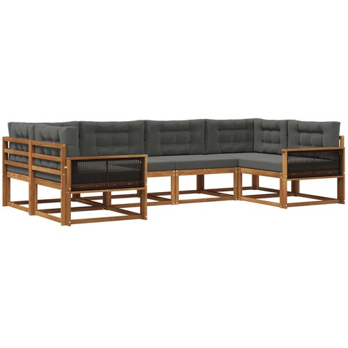 vidaXL Zunanja garnitura za sedenje 6 pcs Naravna in antracitna, (5000280061) Cene