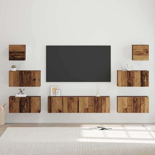 Set TV komoda Zidne Ostalo s pohranom s vratima 8 pcs Staro drvo 60 x 30 x 30 cm Cijene