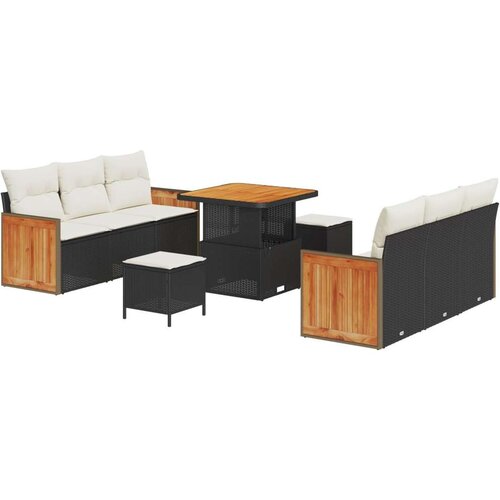  Set vrtnog namještaja od 9 komada s jastučićima Crni Poliratan Akacija  Dvosjed za vrt s jastučićima Crni Poliratan  Set vrtnog Cijene
