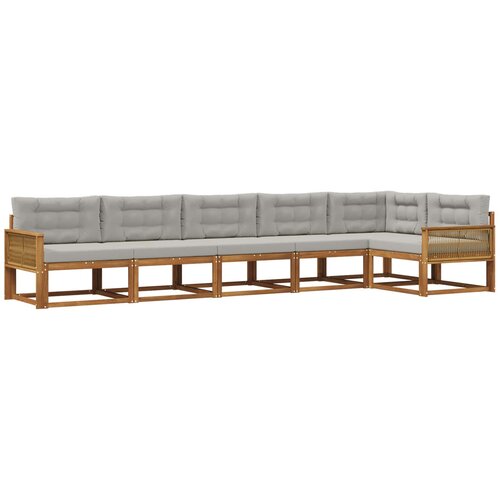 vidaXL Zunanja garnitura za sedenje 6 pcs Naravna in svetlo siva, (5000282364) Cene