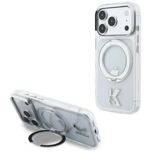  maska karl lagerfeld iml ring stand 360 kameo metal magsafe za iphone 17 pro/ 18 pro transparent Slike