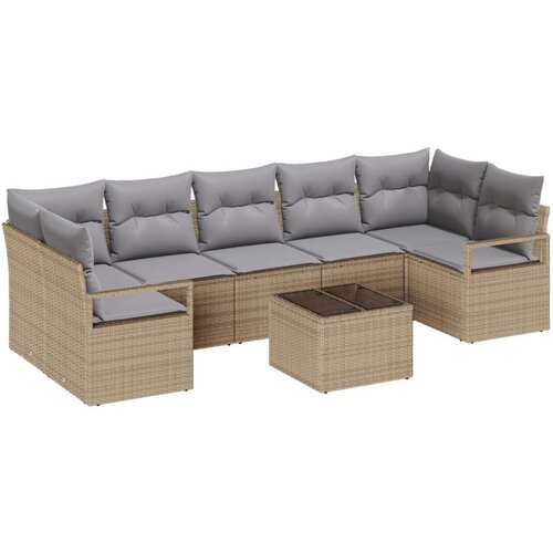  8-dijelni vrtni kauč s jastučićima bež poliratanski 2-sjedni vrtni kauč s jastučićima bež poliratanski Slike