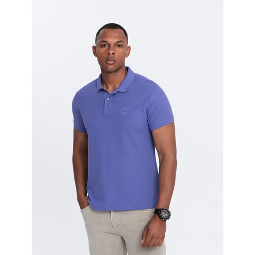 Ombre BASIC men's single color pique knit polo shirt - purple Cijene
