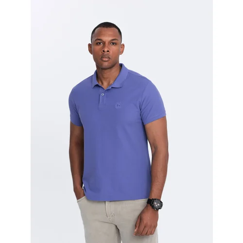 Ombre BASIC men's single color pique knit polo shirt - purple