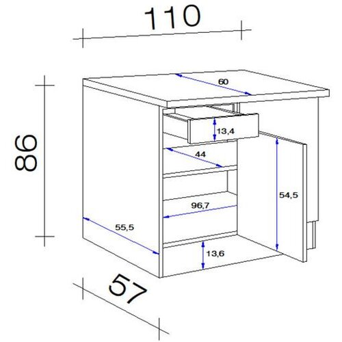 Lesnina XXXL kotna spodnja omara neo, bela, siva, &amp;scaron;. 110 cm Slike