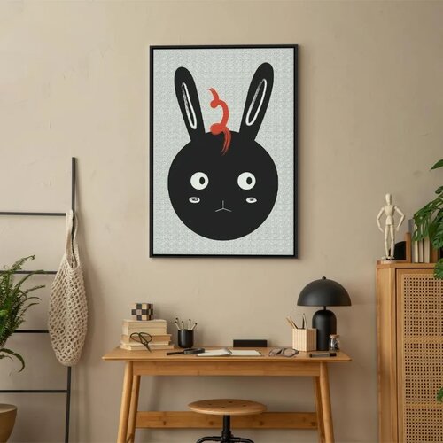  Slika - Rabbit Sees Everything (1 Part) Vertical 60x90 U crnom drvenom okviru Slike
