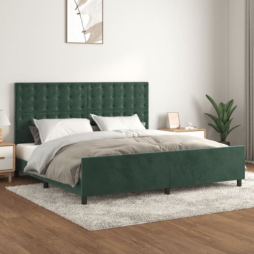  The Living Store Posteljni okvir z vzglavjem temno zelen 200x200 cm žamet - Posteljni Okvir Z Vzglavjem, (21454012) Slike
