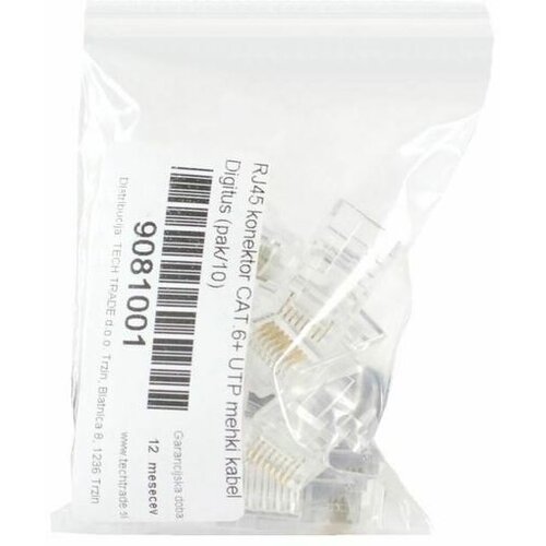 Digitus RJ45 konektor CAT.6+ UTP mehki kabel (pak/10) AK-219602 (pak/10) Cene
