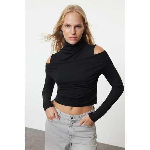 Trendyol Black Double Layer High Collar Slim/Fitting Knitted Blouse