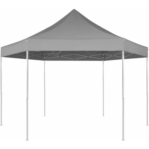  Šesterokutni prigodni sklopivi šator sivi 3,6 x 3,1 m