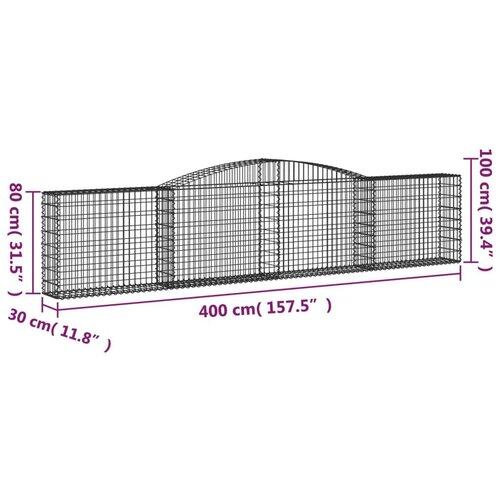  Lučne gabionske košare 25 kom 400x30x80/100cm pocinčano željezo Cijene