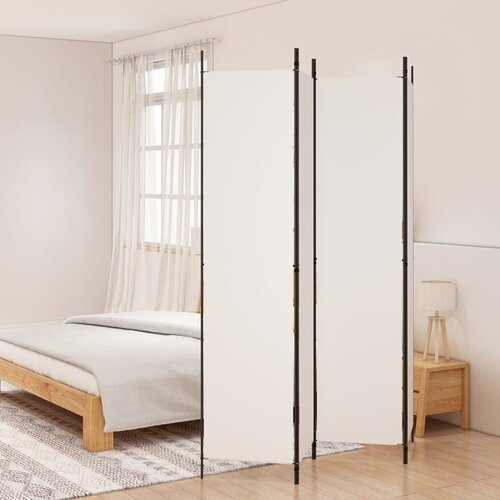 Sobna pregrada s 4 panela bijela 200 x 220 cm od tkanine Cene