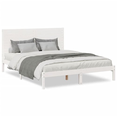 Maison Chic Dalj&amp;scaron;i Posteljni okvir - Dvoposteljna postelja - Zakonska postelja brez vzmetnice bel 160x220 cm trden les, (21695767) Slike