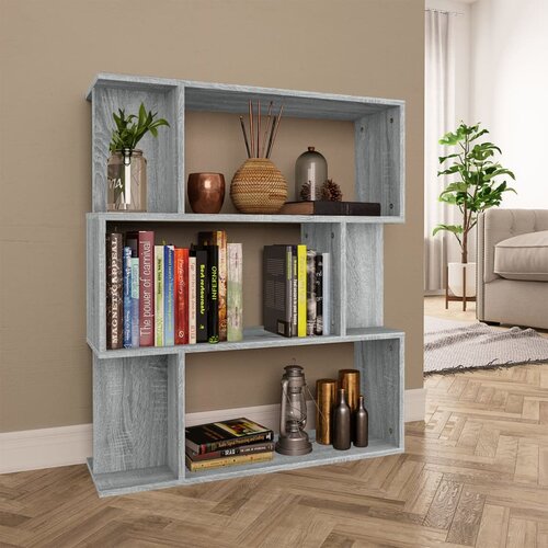  The Living Store Knjižna omara/pregrada siva sonoma 80x24x96 cm inženirski les - Knjižna Omara, (21431390) Slike