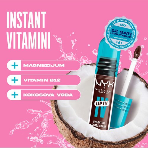 NYX Professional Makeup Lip I.V. Hydrating Gloss Stain sjajilo za usne 5 ml nijansa 05 Mocha Me Wet Slike