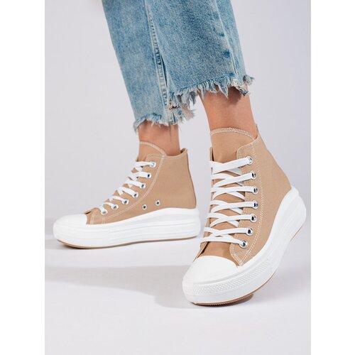 SHELOVET high platform sneakers beige Slike