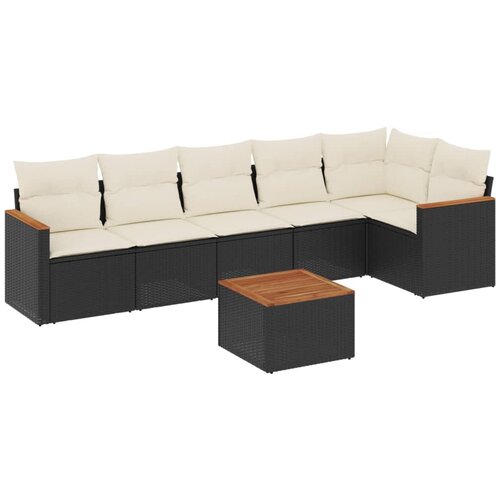 vidaXL 7-dijelni set vrtnih sofa od poliratana s jastucima crni Cijene