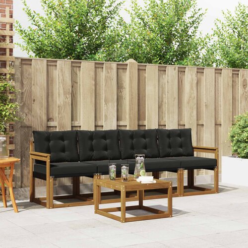  Set vanjskih sofa s jastukom 5 pcs Prirodna i crna Cene