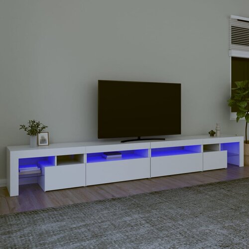 VidaXL TV omarica z LED lučkami bela 290x36,5x40 cm Slike