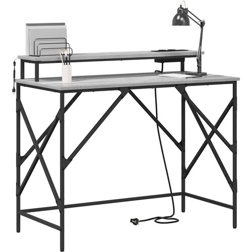  Stol s policom Siva Sonoma 100 x 50 x 86,5 cm Konstruirano drvo Slike