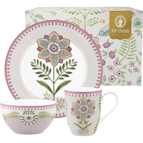 Pip Studio Lily &amp;amp; Lotus - 3-delni set za zajtrk - Vijolična Slike
