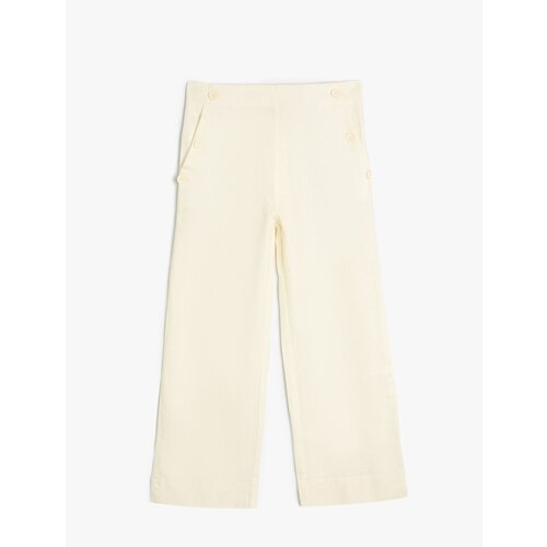  linen Trousers Wide Leg Button Detailed Pockets Cene