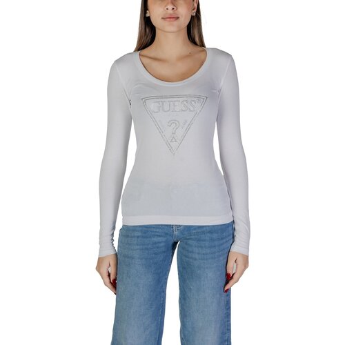 Guess Majice s kratkimi rokavi LS CN SHINY TRIANGLE W5RI65 J1314 Bela Cene