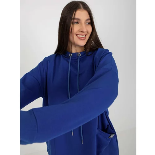 Fashion Hunters Cobalt blue plus size basic sweatshirt with pockets