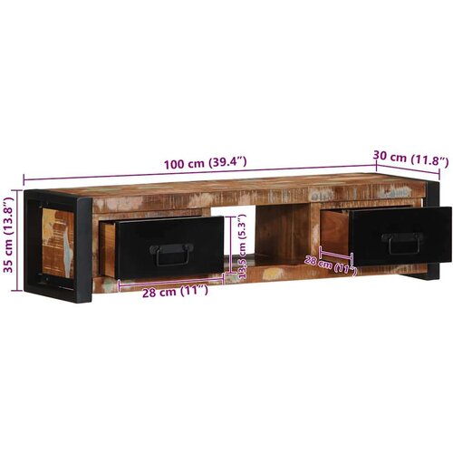 vidaXL TV omarica 100x30x25 cm masivni les obnovljen Cene