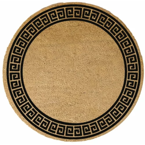 Artsy Doormats crni okrugli otirač od prirodnih kokosovih vlakana Greek Border, ⌀ 70 cm