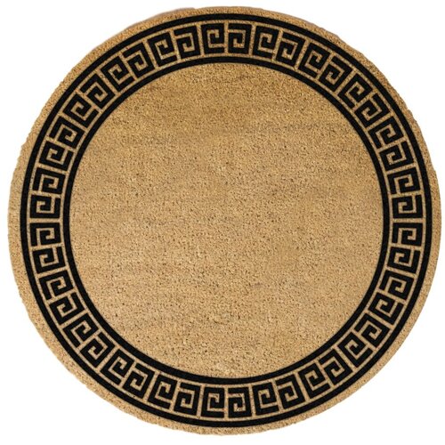 Artsy Doormats Okrogel predpražnik iz naravnih kokosovih vlaken Greek Border, ⌀ 70 cm Cene