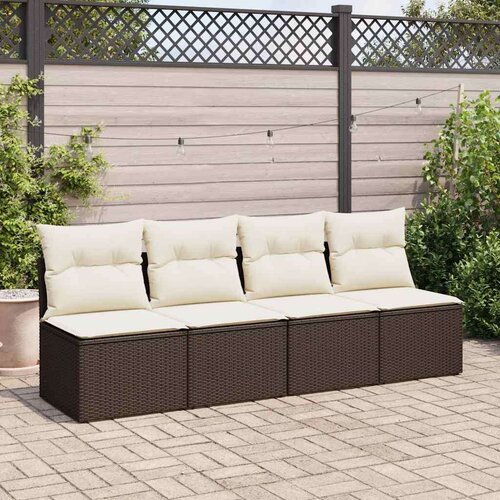 VidaXL 11-dijelni set vrtnih sofa poliratan i bagrem s jastucima smeđi Slike