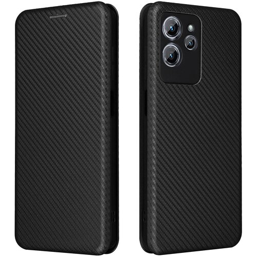 INORCO Za Oukitel C32 PU usnjena preklopna torbica z držalom za kartice, stojalo s teksturo iz ogljikovih vlaken, magnetni ovitek za telefon, (22036655) Slike