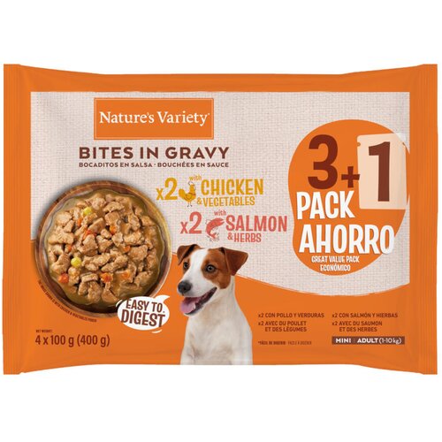 Nature&amp;rsquo;s Variety Bites u umaku Mini Adult 12 x 100 g - Piletina i losos Slike